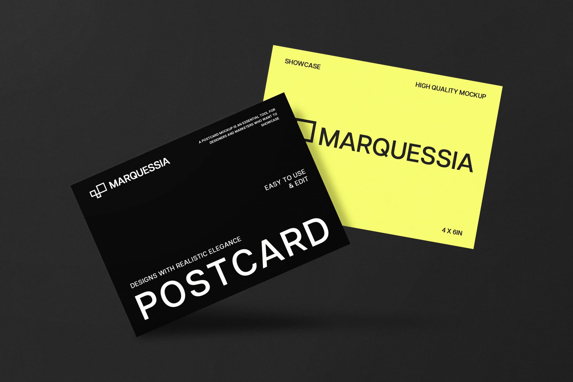 Postcard Mockup Black And Yellow