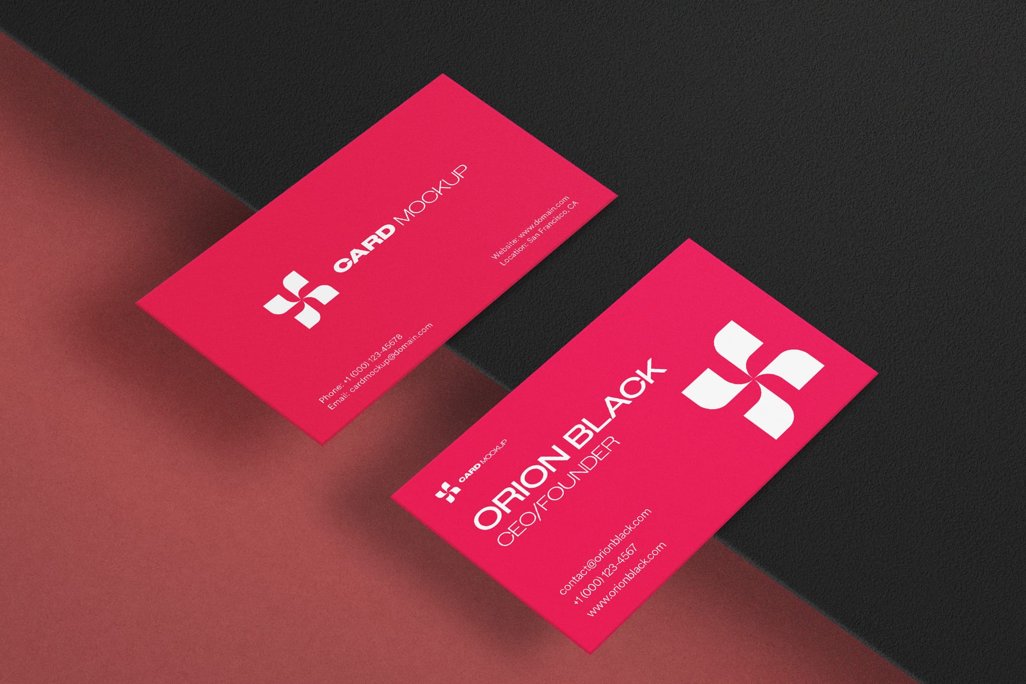 Red Business Card Mockup