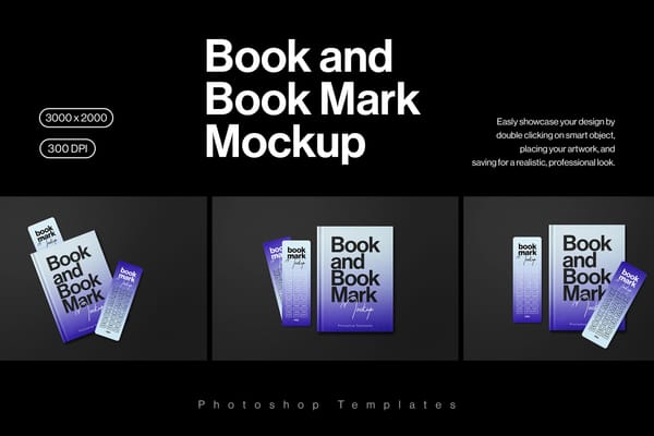 Book Mockup and Book Mark Mockup