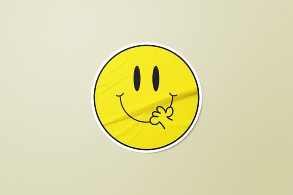 Yellow Glued Sticker Mockup