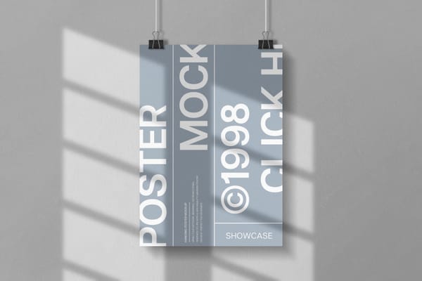 Hanging Poster Mockup With Shadow