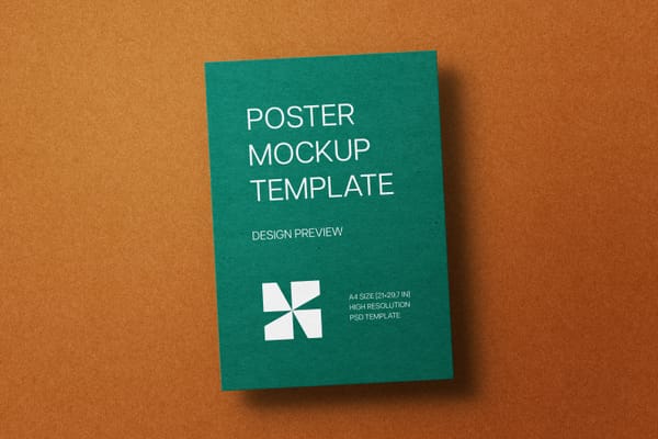 A4 Green Paper Poster Mockups