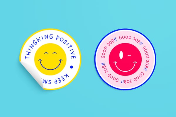 Sticker Mockup on Light Blue Background