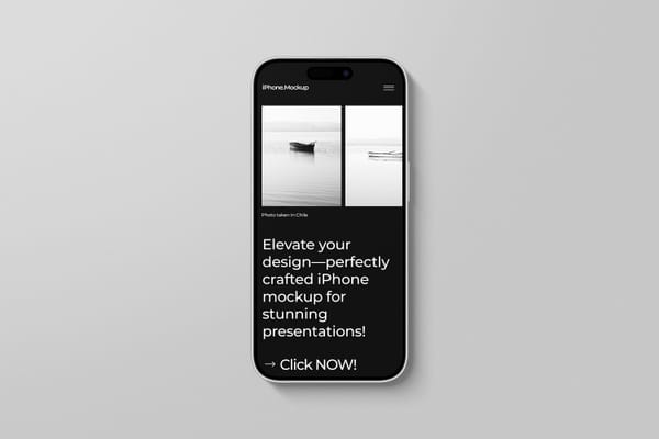 iPhone 16 Mockup on Gray Background