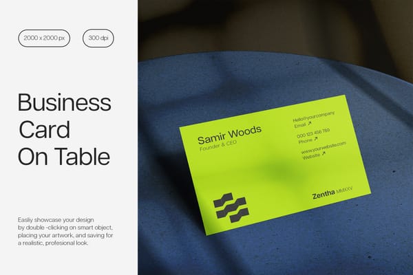 Business Card Mockup On Table