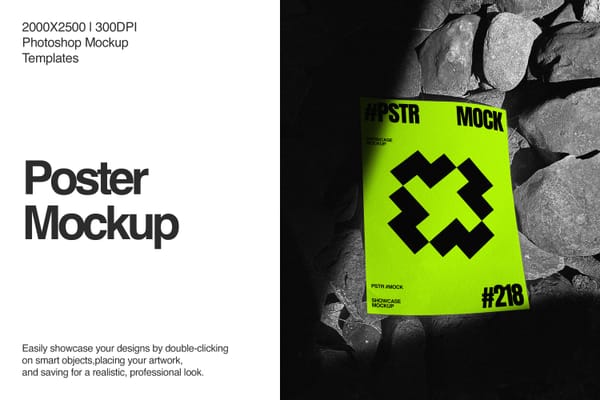 Poster Mockup On Stone