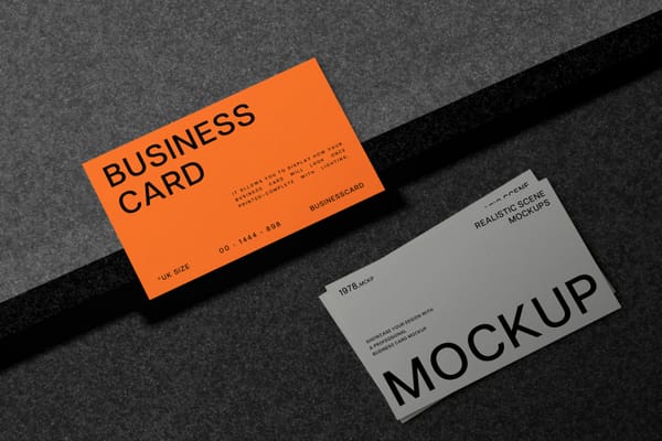 Business Card Mockup Orange and Gray