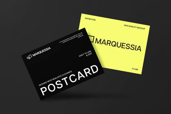 Postcard Mockup Black And Yellow