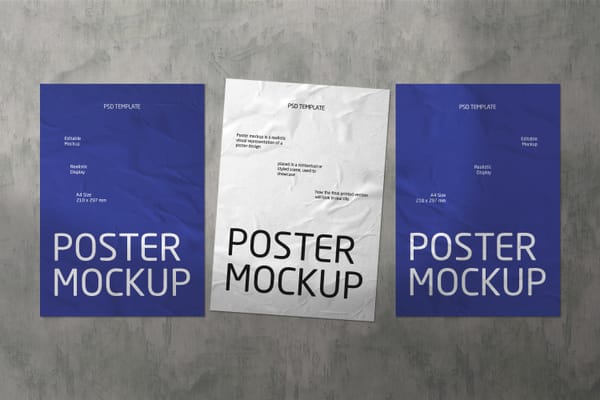 Wall Glued Poster Mockup