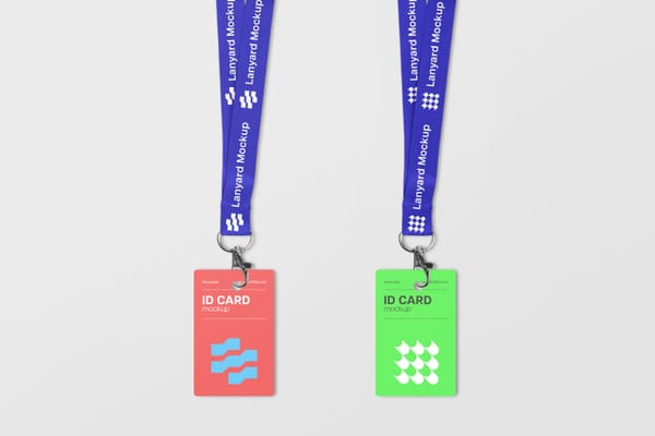 Two ID Card Lanyard Mockup