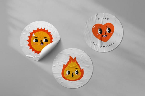 Glued Sticker Mockup