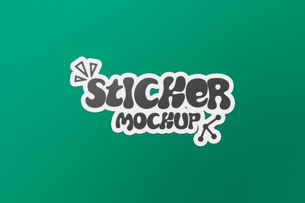 Sticker Mockup On Green Background