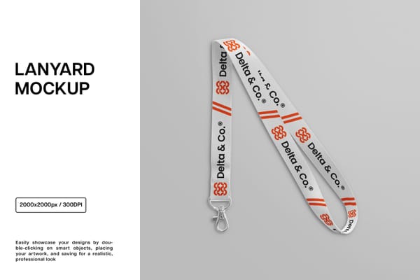 Lanyard Mockup on Gray Background