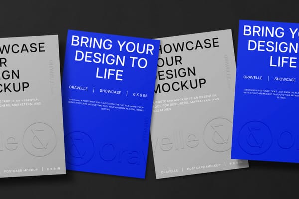 Postcard Mockup On Black Background
