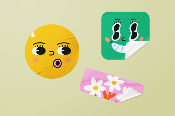 Three-Glued Sticker Mockup