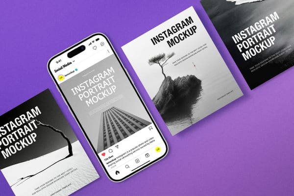 Instagram Portrait Mockup on Purple Background