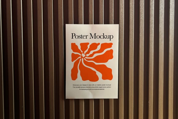 Indoor Poster Mockup with Warm Wooden Texture